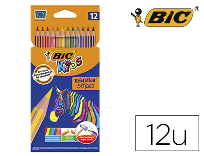 12 lápices de colores Bic Evolution Stripes
